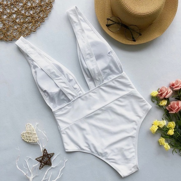 🏝️ONE-PIECE SEXY DEEP V PLUNGING NECKLINE PADDED SWIMSUIT-NEW‎ - Picture 8 of 9